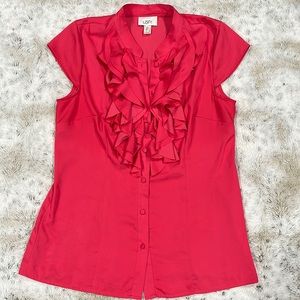 Loft blouse medium. Cap sleeves. Deep coral color